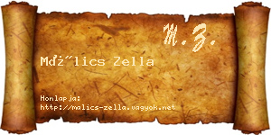 Málics Zella névjegykártya